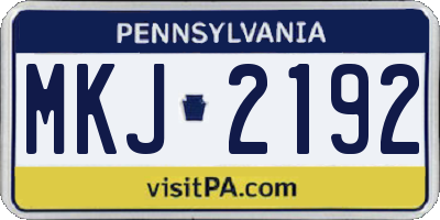 PA license plate MKJ2192