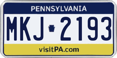 PA license plate MKJ2193