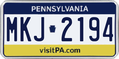 PA license plate MKJ2194