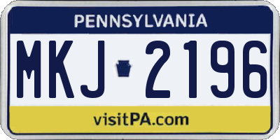PA license plate MKJ2196