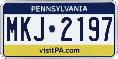 PA license plate MKJ2197