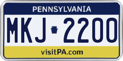 PA license plate MKJ2200