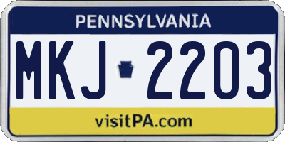 PA license plate MKJ2203