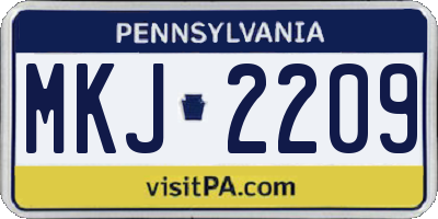 PA license plate MKJ2209