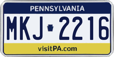 PA license plate MKJ2216
