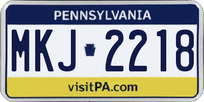 PA license plate MKJ2218