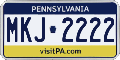 PA license plate MKJ2222