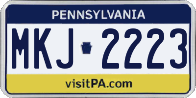 PA license plate MKJ2223