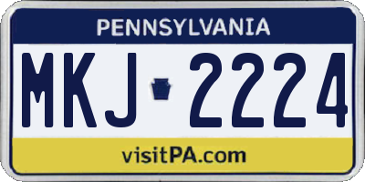 PA license plate MKJ2224