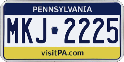 PA license plate MKJ2225