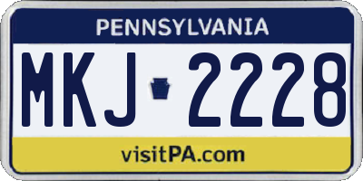 PA license plate MKJ2228