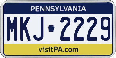 PA license plate MKJ2229