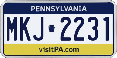 PA license plate MKJ2231