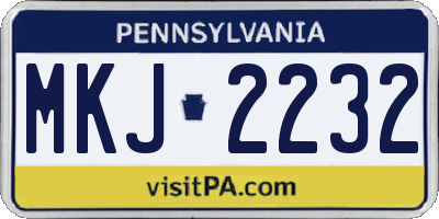 PA license plate MKJ2232