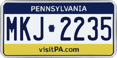 PA license plate MKJ2235