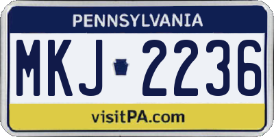 PA license plate MKJ2236