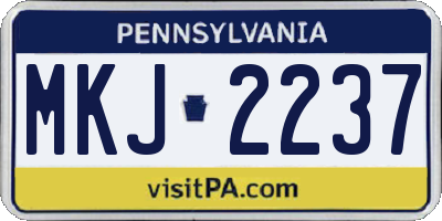 PA license plate MKJ2237