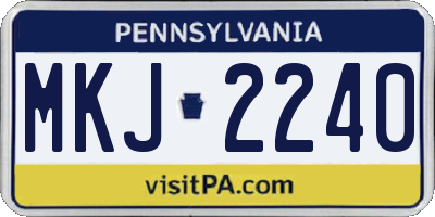 PA license plate MKJ2240