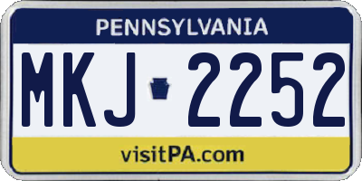 PA license plate MKJ2252
