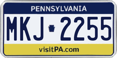 PA license plate MKJ2255
