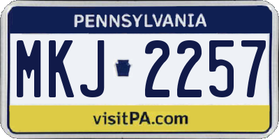 PA license plate MKJ2257