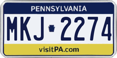 PA license plate MKJ2274
