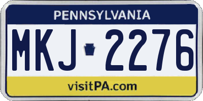 PA license plate MKJ2276
