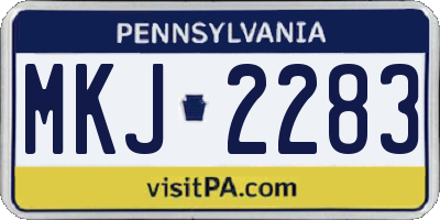 PA license plate MKJ2283