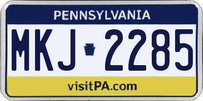 PA license plate MKJ2285