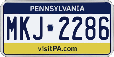 PA license plate MKJ2286