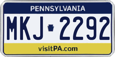 PA license plate MKJ2292