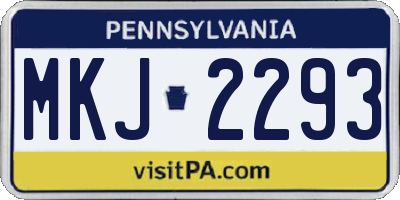 PA license plate MKJ2293