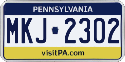 PA license plate MKJ2302