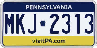 PA license plate MKJ2313