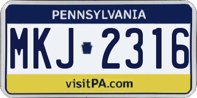 PA license plate MKJ2316
