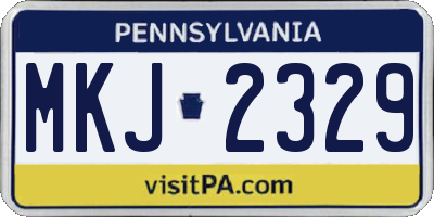 PA license plate MKJ2329