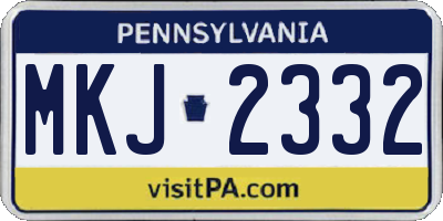 PA license plate MKJ2332