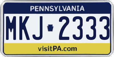 PA license plate MKJ2333