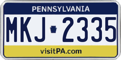 PA license plate MKJ2335