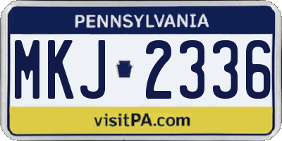 PA license plate MKJ2336