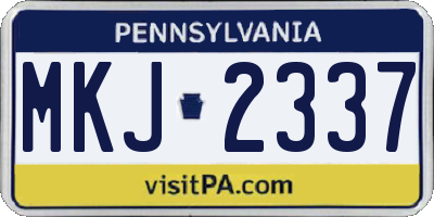 PA license plate MKJ2337