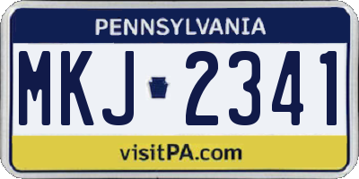 PA license plate MKJ2341