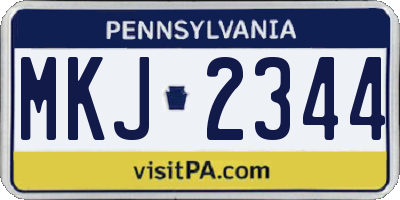 PA license plate MKJ2344