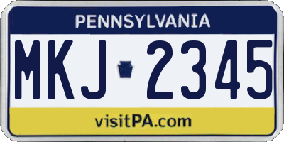 PA license plate MKJ2345
