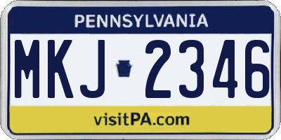 PA license plate MKJ2346