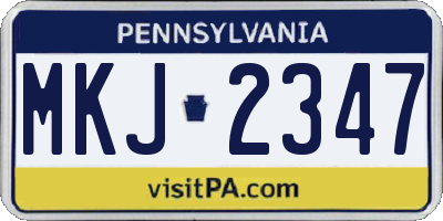 PA license plate MKJ2347