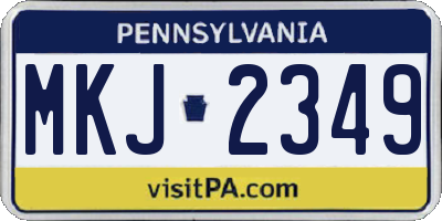 PA license plate MKJ2349