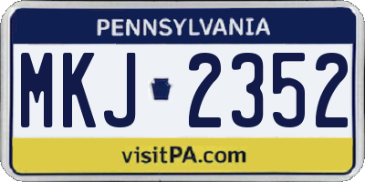 PA license plate MKJ2352