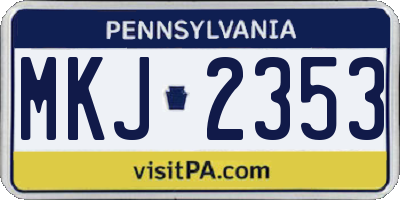 PA license plate MKJ2353