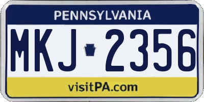 PA license plate MKJ2356